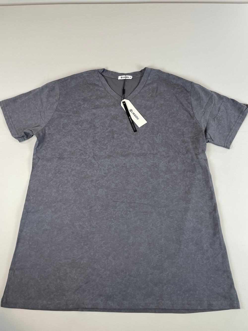 KLiegou Gray Cloud Wash V‑Neck Tee Shirt Size XL Streetwear NWT